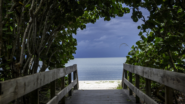 Boardwalk to Bonita Springs beach in Florida