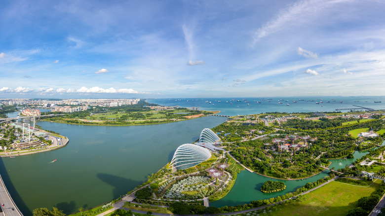 Aerial shot of Gardens by the Bay Singapore in daylight