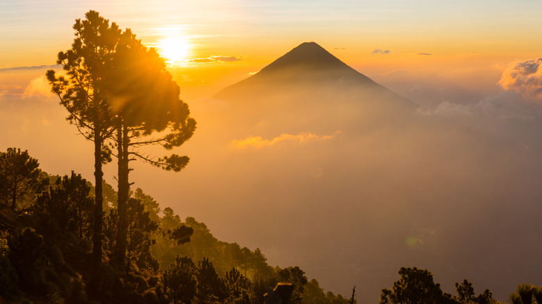 View from the hike up Acatenango Volcano in Antigua, Guatemala