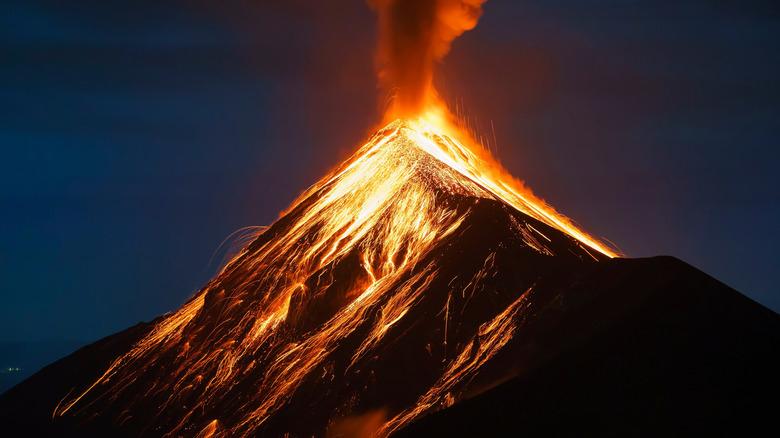 View of Fuego Volcano from Acatenango Volcano, Guatemala