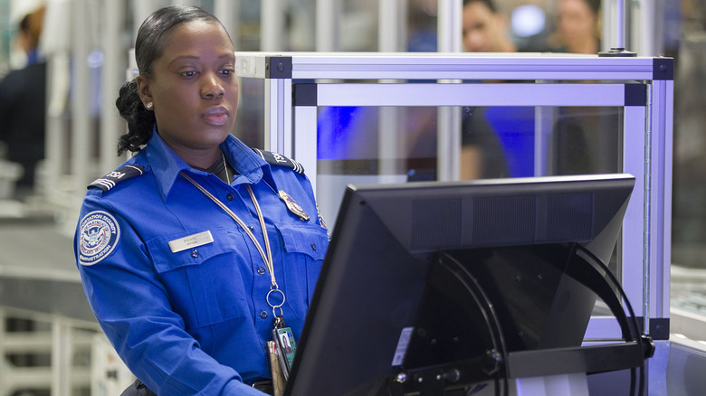 A TSA agent in Miami, Florida, 2019.