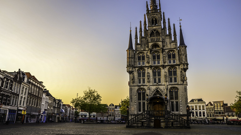 Gothic-style town hall in Gouda, Netherlands