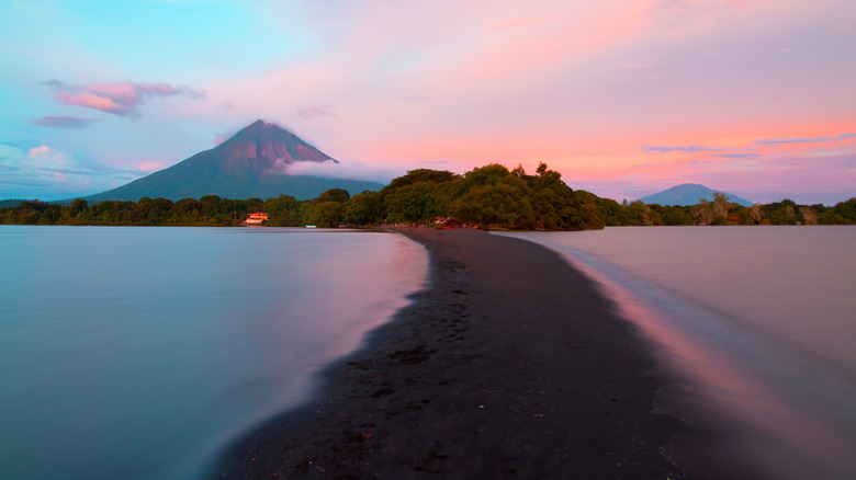 Ometepe volcano and black sands in Nicaragua