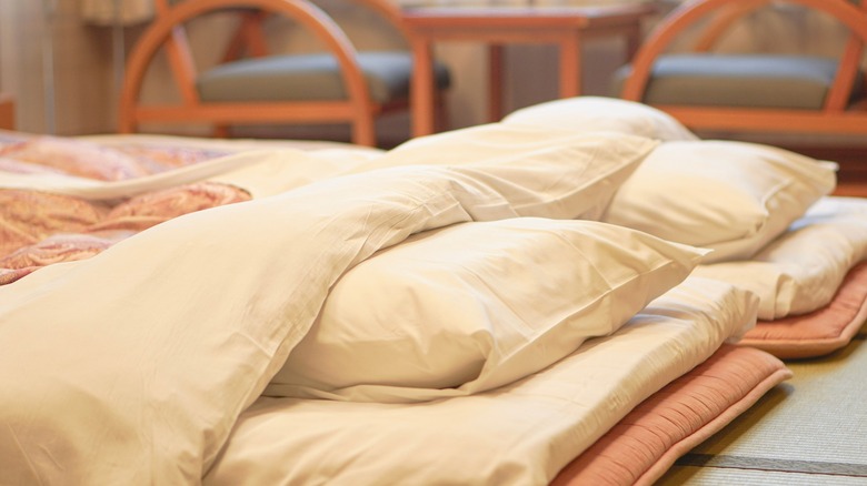 two Japanese floor mat beds