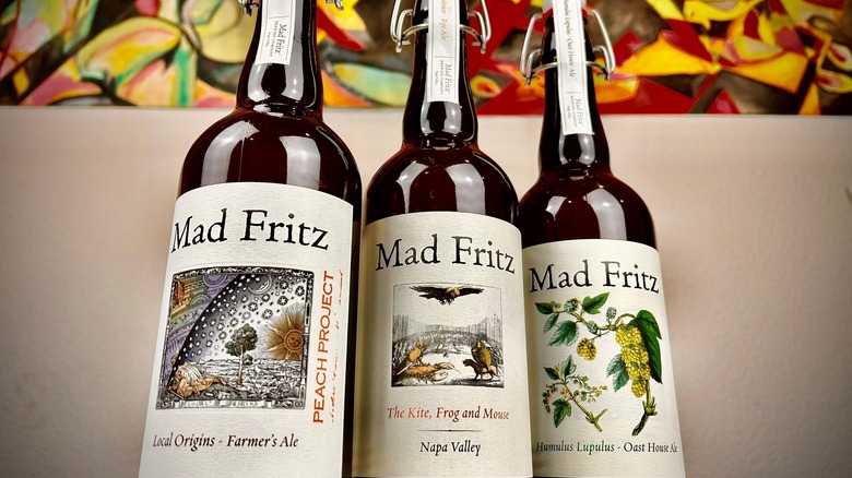 Three bottles of Mad Fritz beer