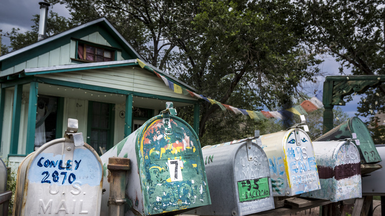 Colorful mailboxes in Madrid, New Mexico