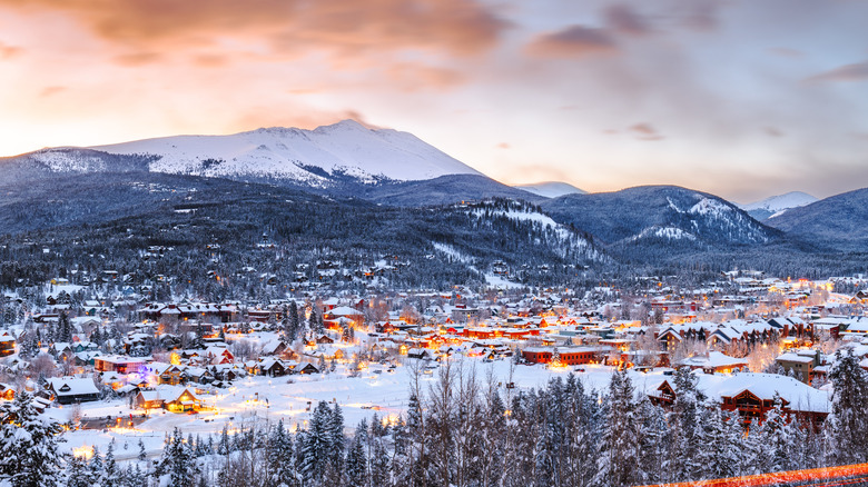 Panoramic view of Breckenridge in the winter.