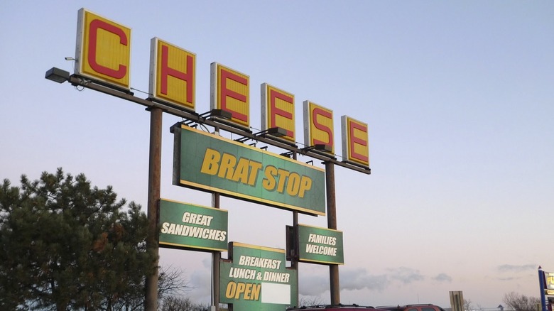 brat stop kenosha cheese sign