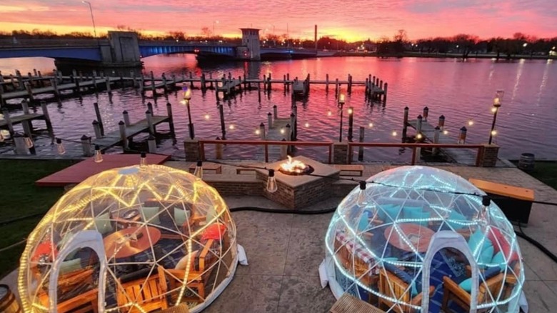 Lakeside dining domes at Fox River Brewing Company