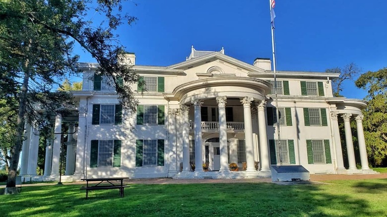 A view of historic Arbor Lodge Mansion