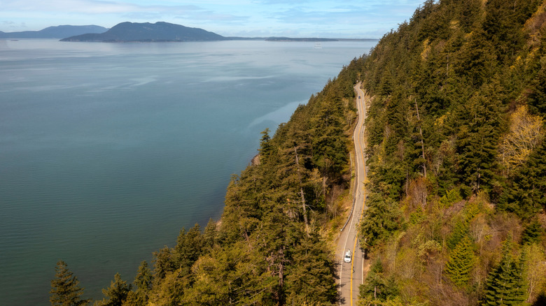 Aerial view of Chuckanut Drive in Washington