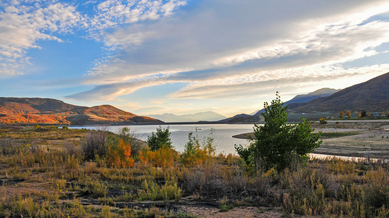 Jordanelle State Park in Utah at sunset