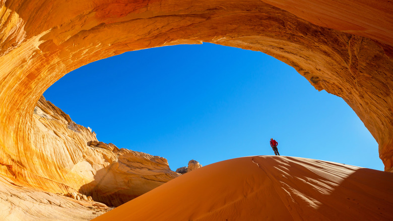 A person stands in the Great Chamber