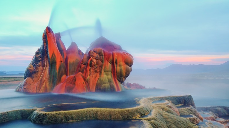 Multicolored Fly Geyser formation