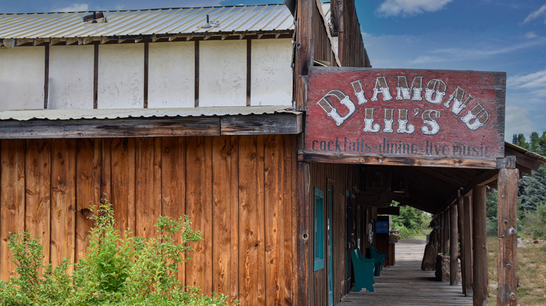 Rustic wild west bar sign in Idaho City