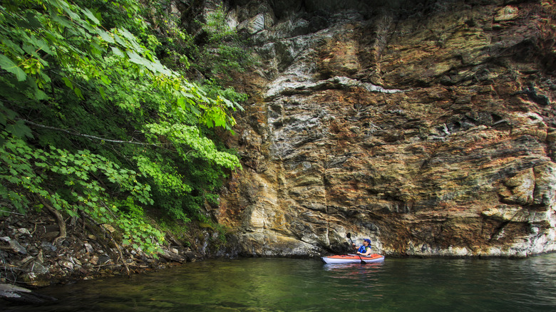 Kayaking in a bay on Kalamalka Lake