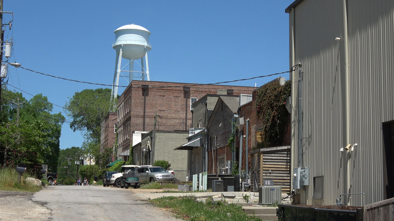 A view of the water tower featured in The Walking Dead