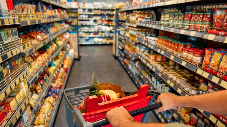 Individual driving cart through store