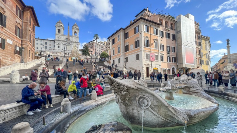 Fontana della Barcaccia near the Spanish Steps