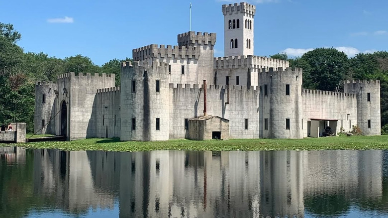 Outside Newman's Castle, a medieval-style fortress in Bellville, Texas