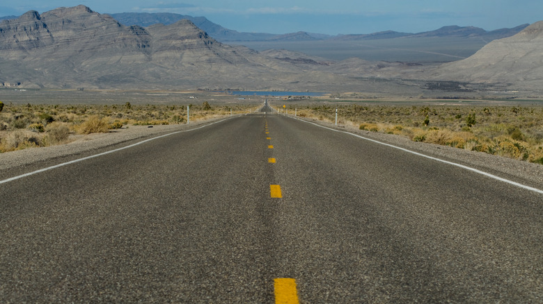 View of mountains near Area 51 on the Extraterrestrial Highway