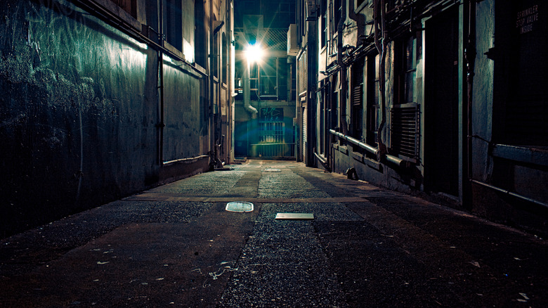 Dark city alley