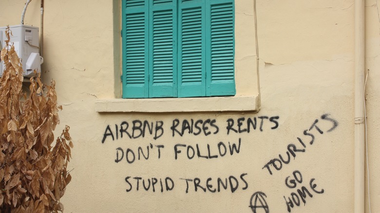 Anti-Airbnb graffiti in Greece