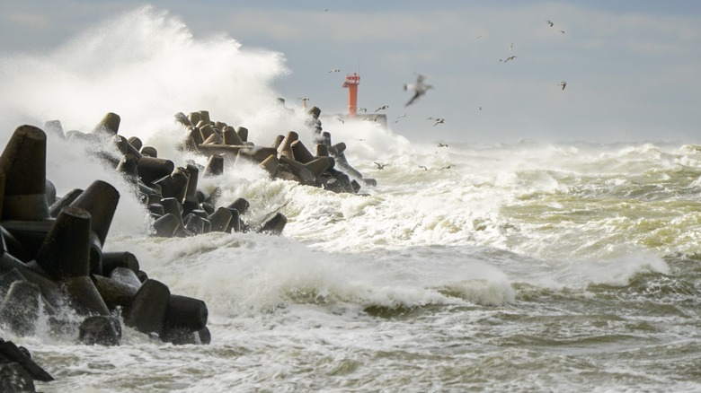 Bad weather causes stormy sea