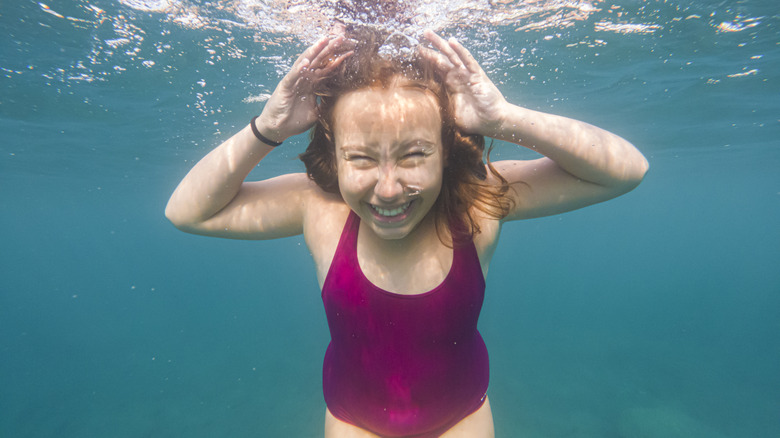 Teenager panicking in the sea