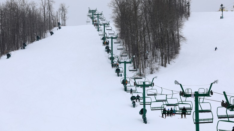 Chair lift at a ski resort in Michigan