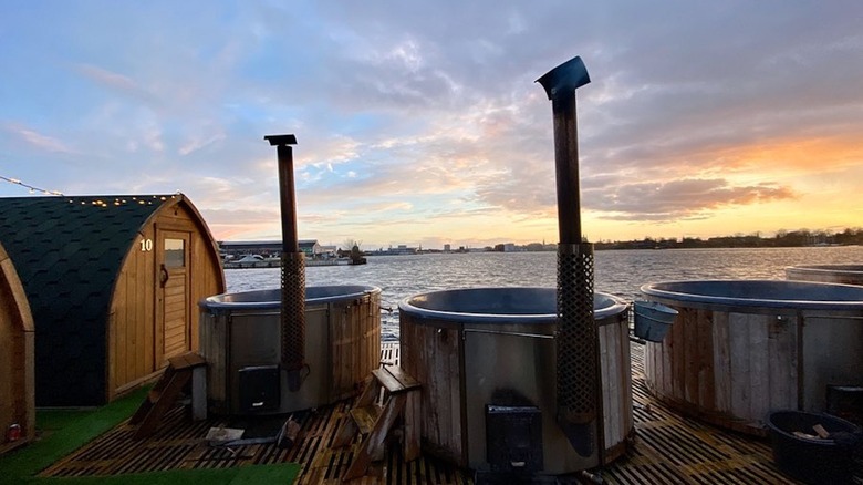 The hot tubs at CopenHot, a Nordic wellness spa in Copenhagen