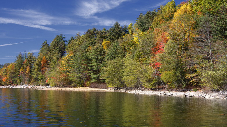 Lake Glenville in the fall in North Carolina