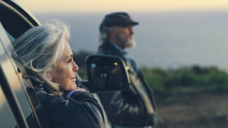 Couple on a stop during a road trip