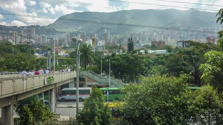 Urban view from Poblado metro station, Medellin