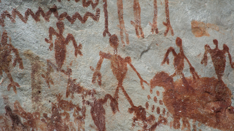 Rock paintings in Cerro Azul in Chiribiquete National Park, Colombia