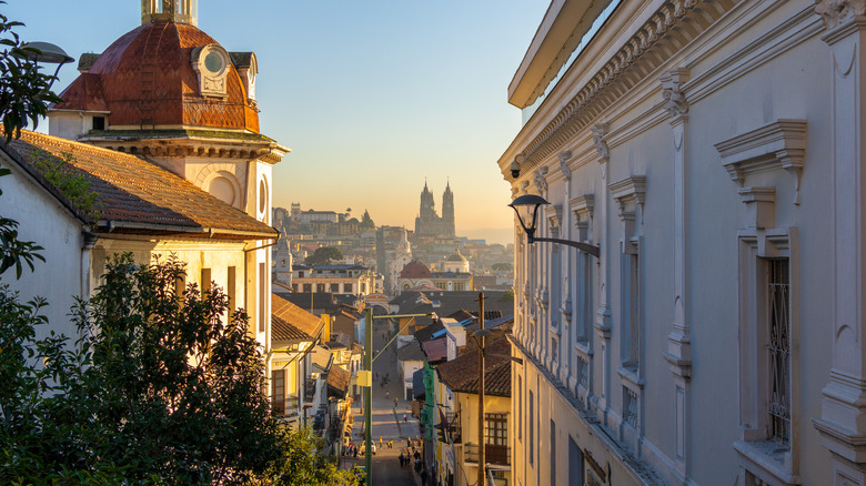 Ornate buildings and churches of Old Quito, Ecuador