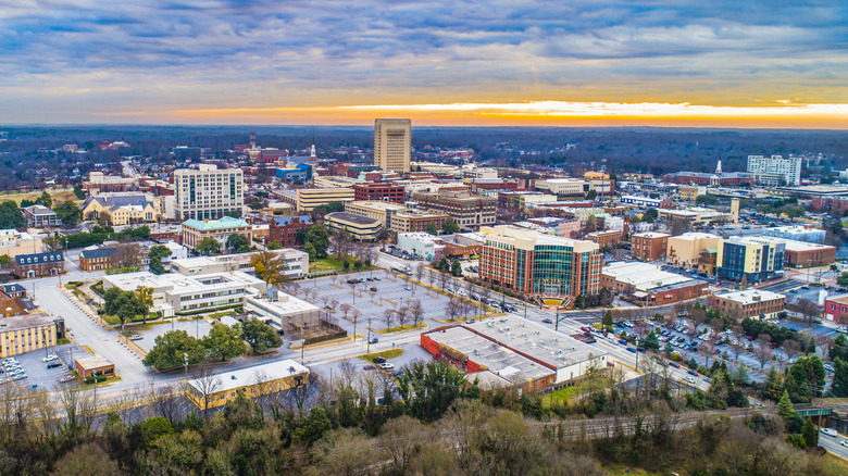 Aerial view of downtown Spartanburg, South Carolina