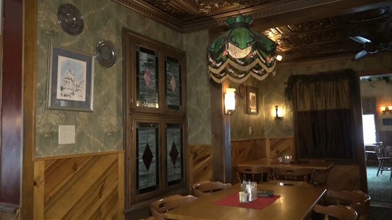 The inside of the Alpine Inn, featuring historic decor