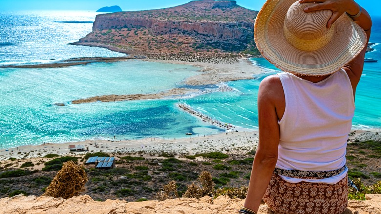 woman on beach in Chania, Crete