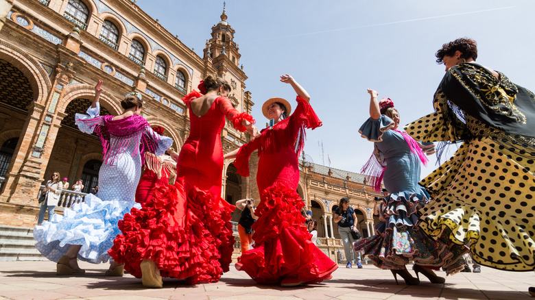 Flamenco dancers dancing in Seville, Spain