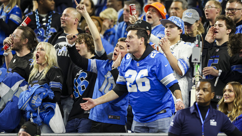 Detroit Lions fans cheering for the team