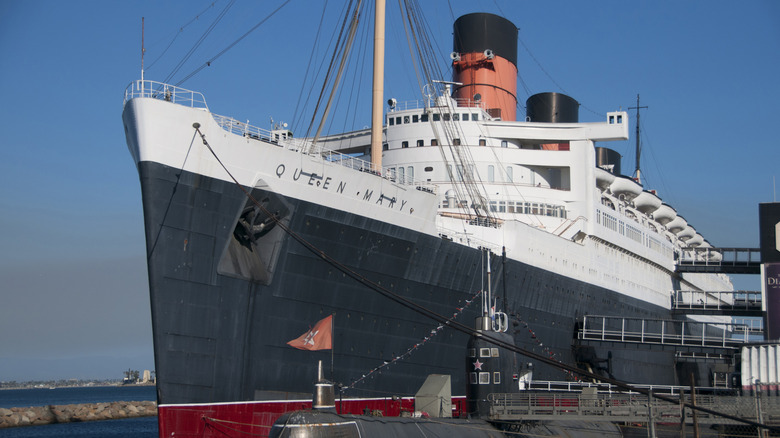 Queen Mary docked in Long Beach, California