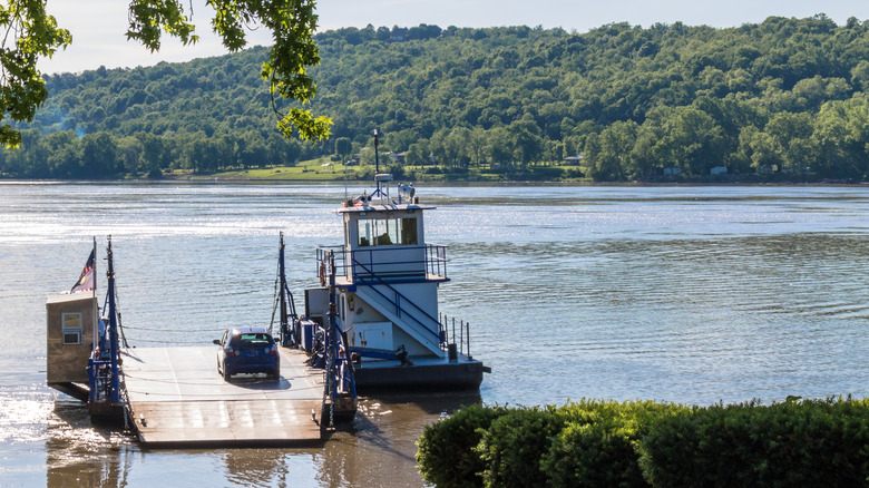 Augusta ferry ready to depart from its Ohio River dock, Kentucky