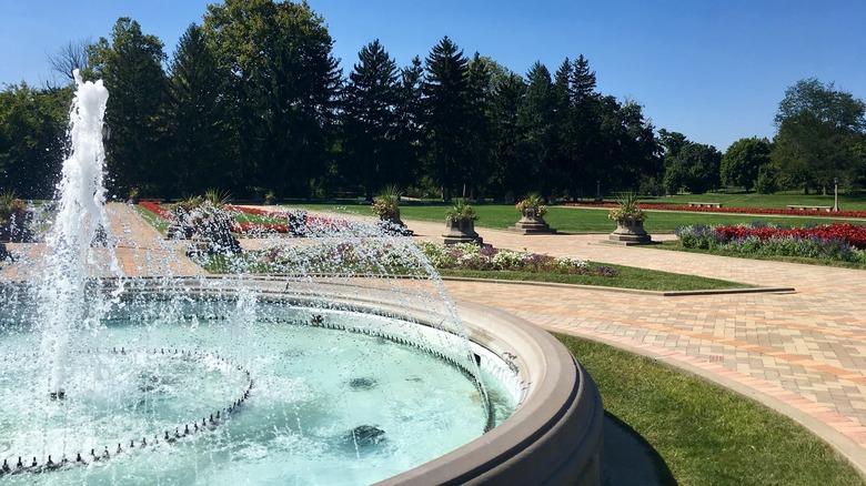 Fountain at Garfield Park Sunken Garden in Indianapolis, Indiana