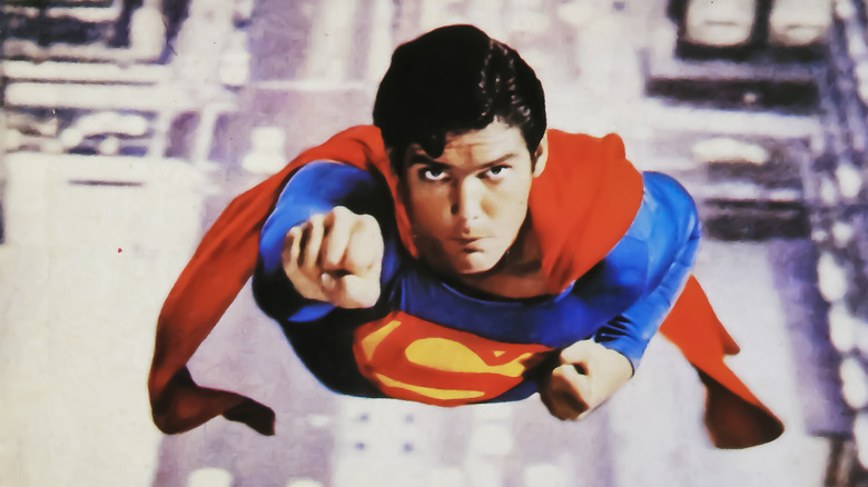 Film still of Christopher Reeve as Superman