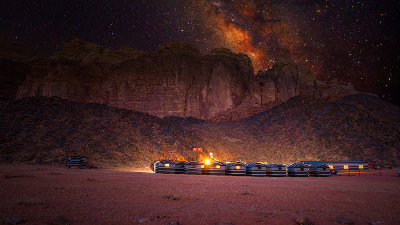 Milky Way over Wadi Rum desert camp