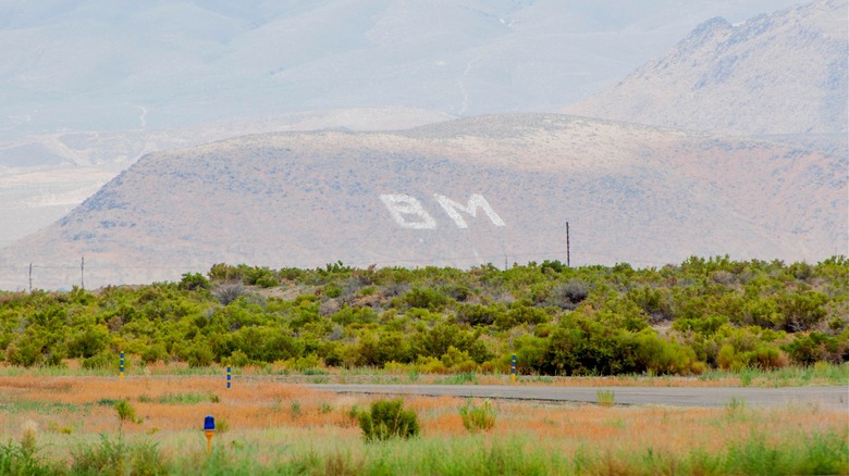 "BM" Battle Mountain hill sign