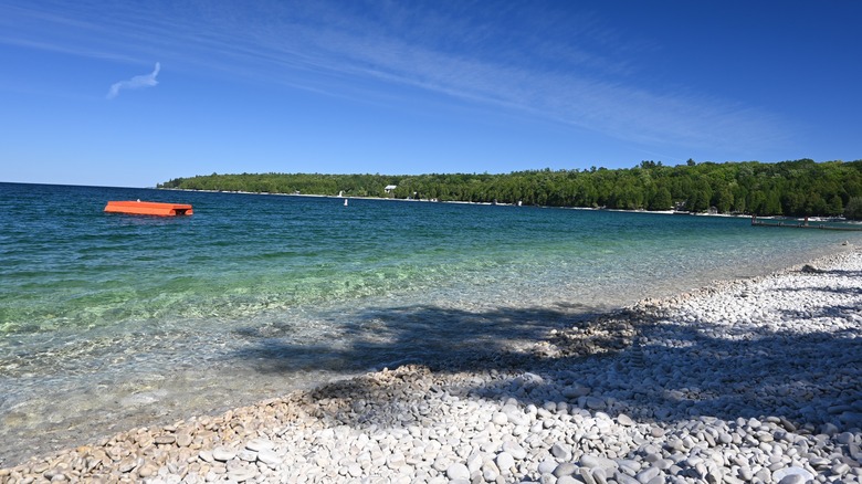 Schoolhouse Beach swimming platform