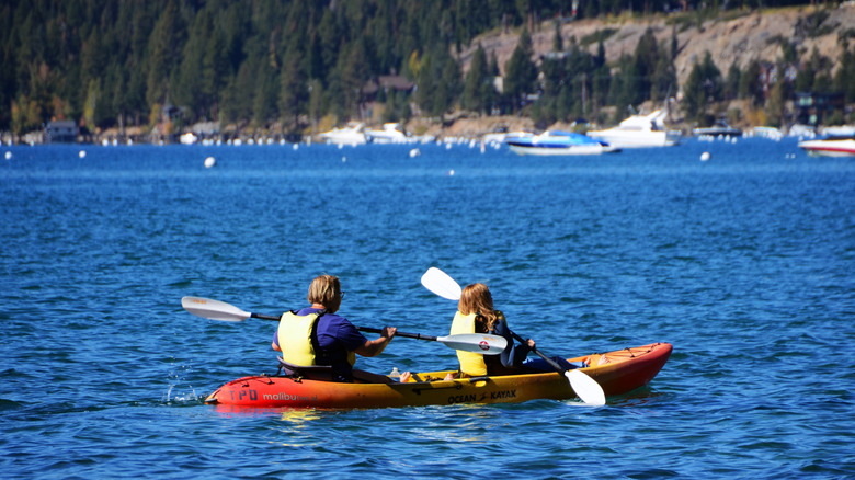 People in kayak at Kings Beach, Lake Tahoe