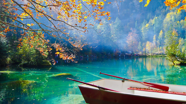 Boat at Blausee Lake